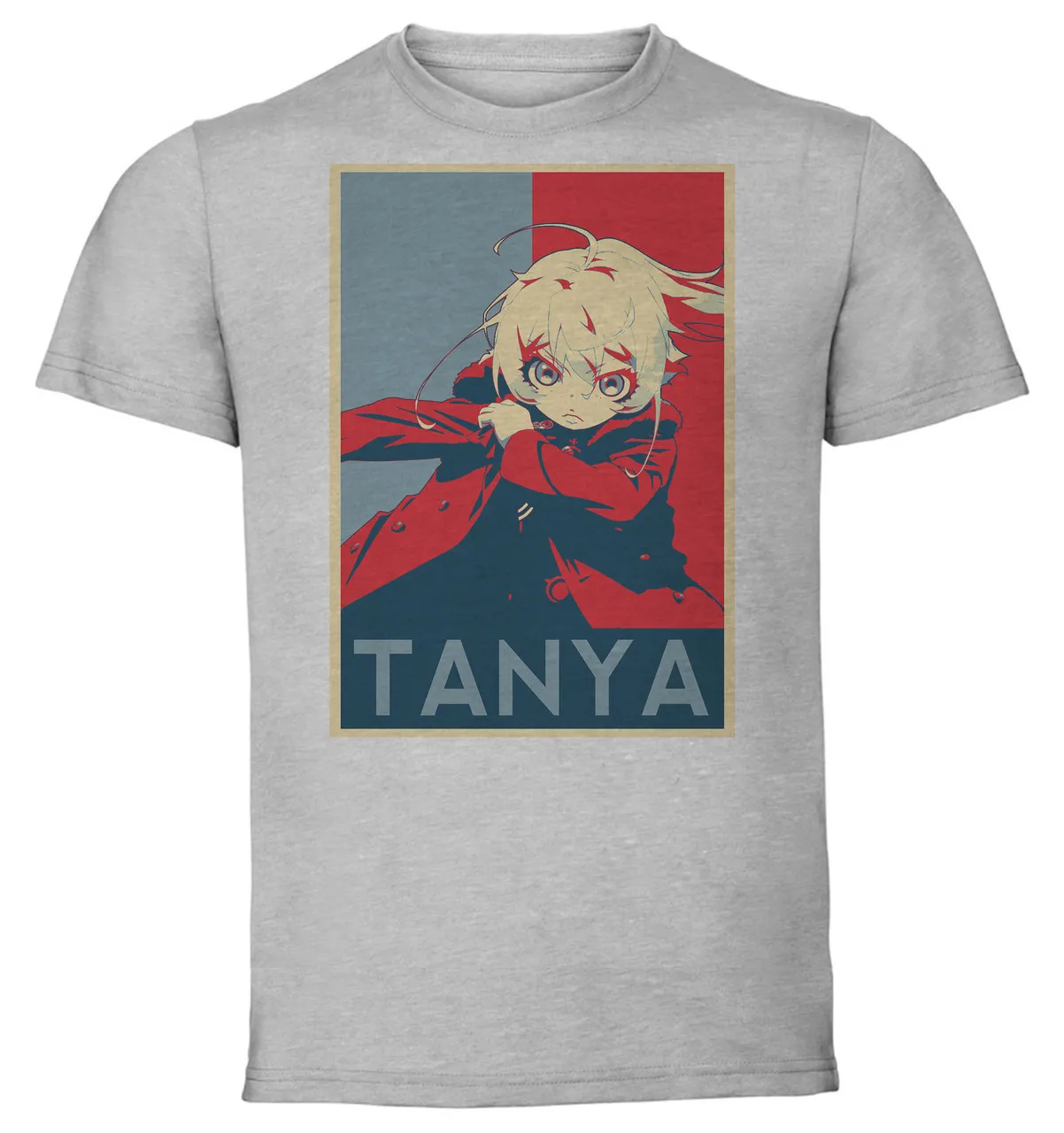 T-Shirt Unisex Grey Propaganda Saga of Tanya the evil Tanya variant 2