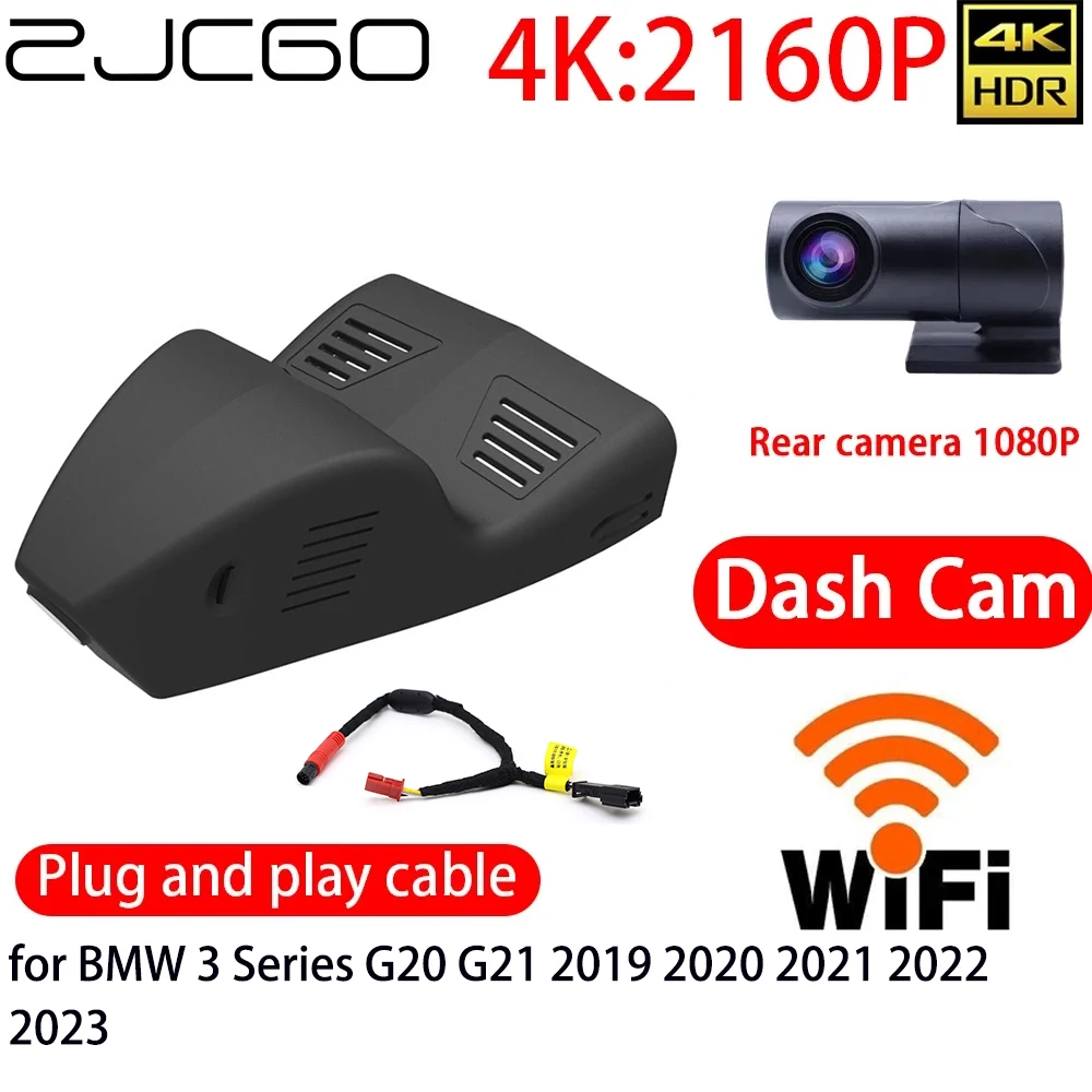 ZJCGO 4K Car DVR Dash Cam Wifi Front Rear Camera 24h Monitor for BMW 3 Series G20 G21 2019 2020 2021 2022 2023