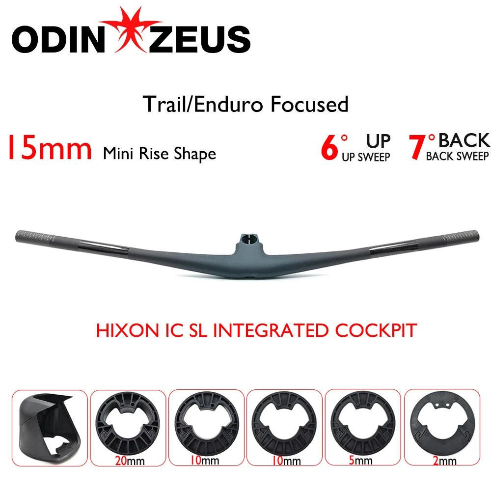 

ODINZEUS HIXON IC SL Integrated Carbon Handlebar Stem 780mm Width 40-50mm for All Mountain/Trail/Enduro/XC MTB 15/25mm Rise