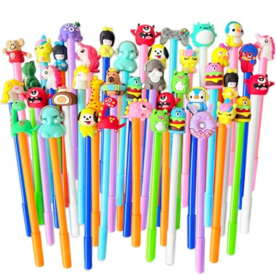 

50 шт., милые мультяшные гелевые ручки с черными чернилами, забавные кавайные ручки для письма, разные стили, объемные ручки для студентов, офиса, дома, подарок на день, объявление