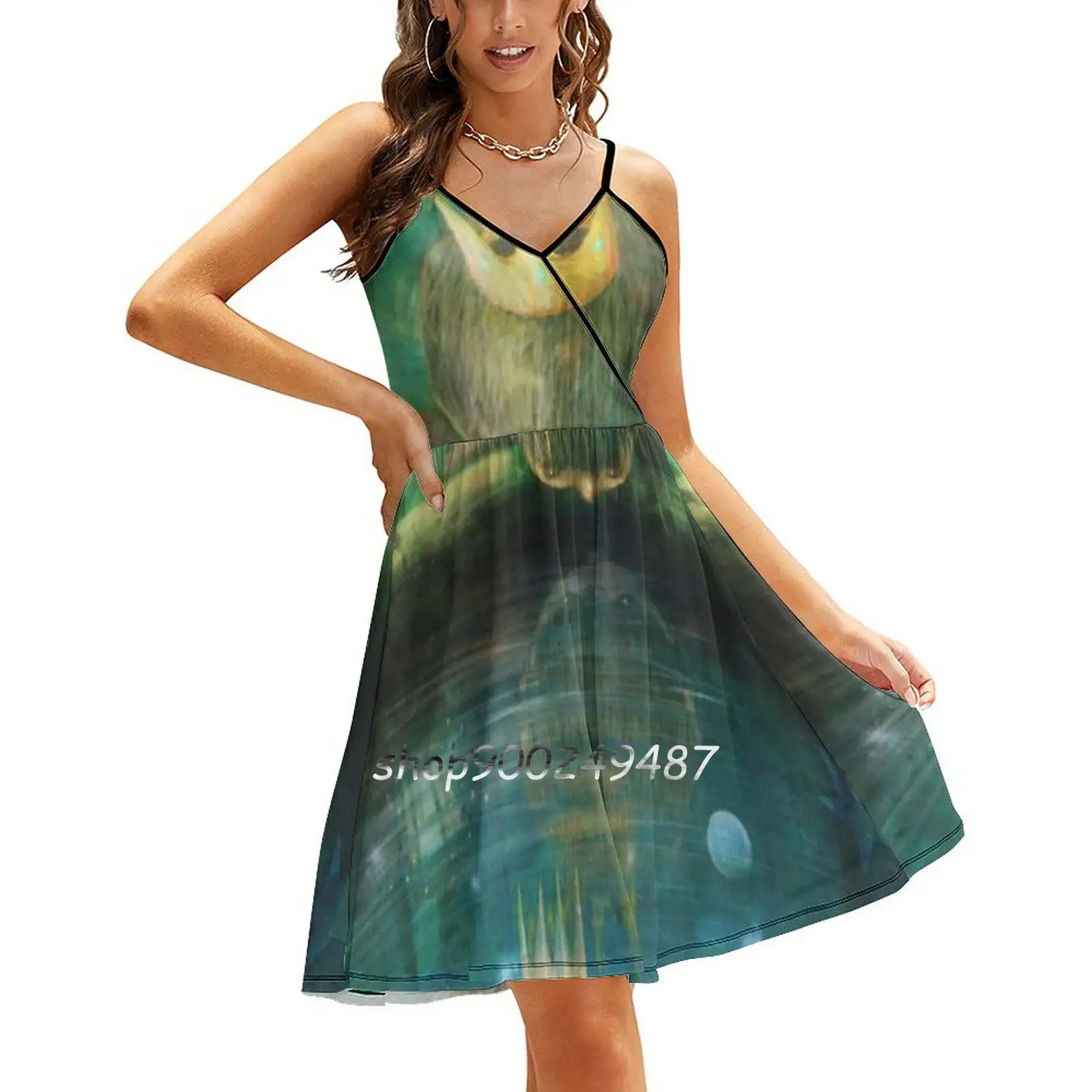 Crown Prince Sling Dress Sexy Dress Female High Waist Dresses For Women Boy Magical Water Blue Green Fish Storybook King Prince