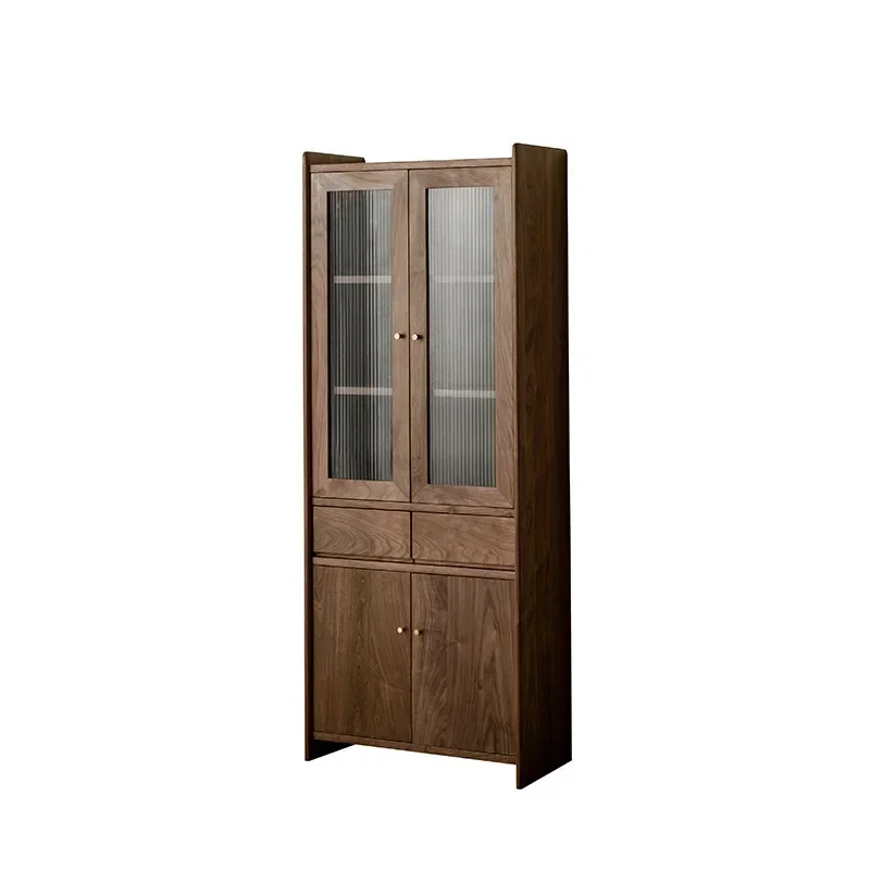 

Nordic black walnut bookcase modern Japanese simple log cherry bookshelf combination