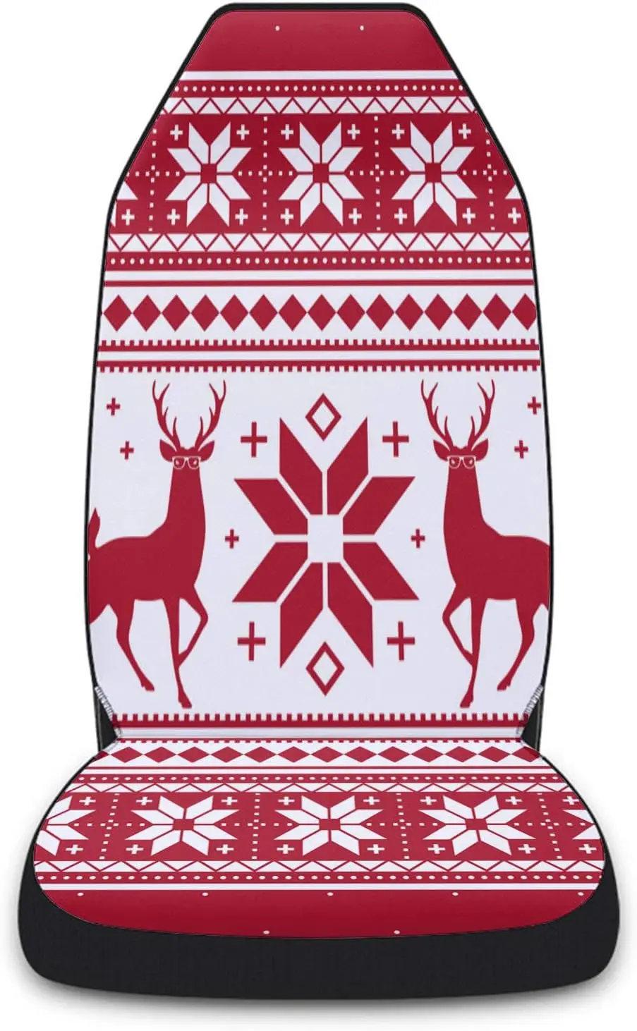 Christmas Reindeer Snowflake Geometric Print Car Seat Covers 2 Piece Set Universal Front Carseat Cushion for SUV Cars Trucks