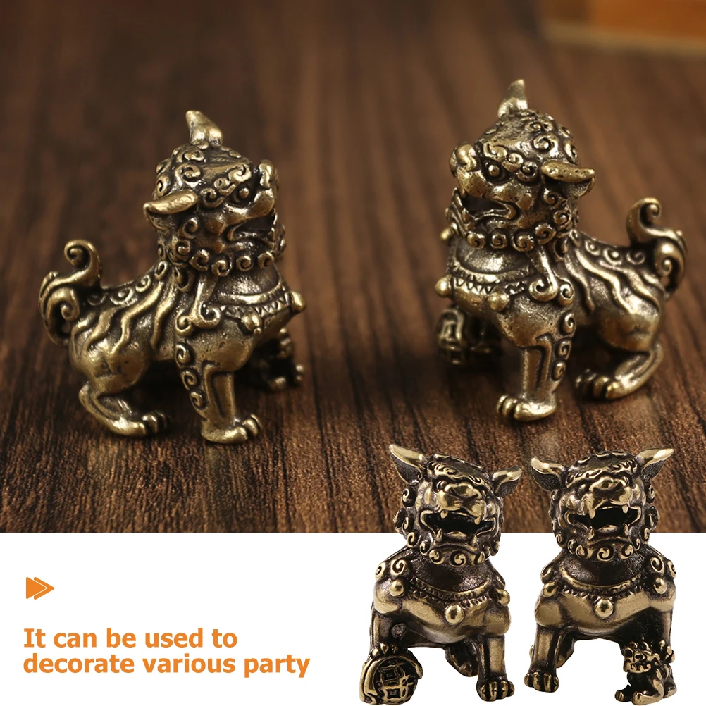 

Brass Pet Mini Retro Statue Pair Exquisite Vintage Decor Home Office Art Craft 1 Pair Compact Durability