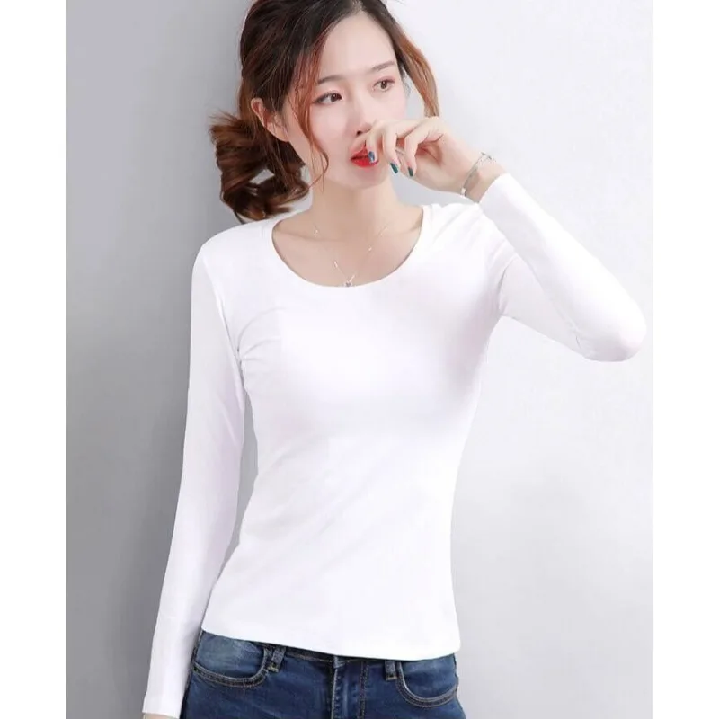 1pcs Women Autumn Winter Long-sleeved T-shirt  Lady Thermal Underwear Thick Velvet Slim Fit Fashion New Style V-neck Top