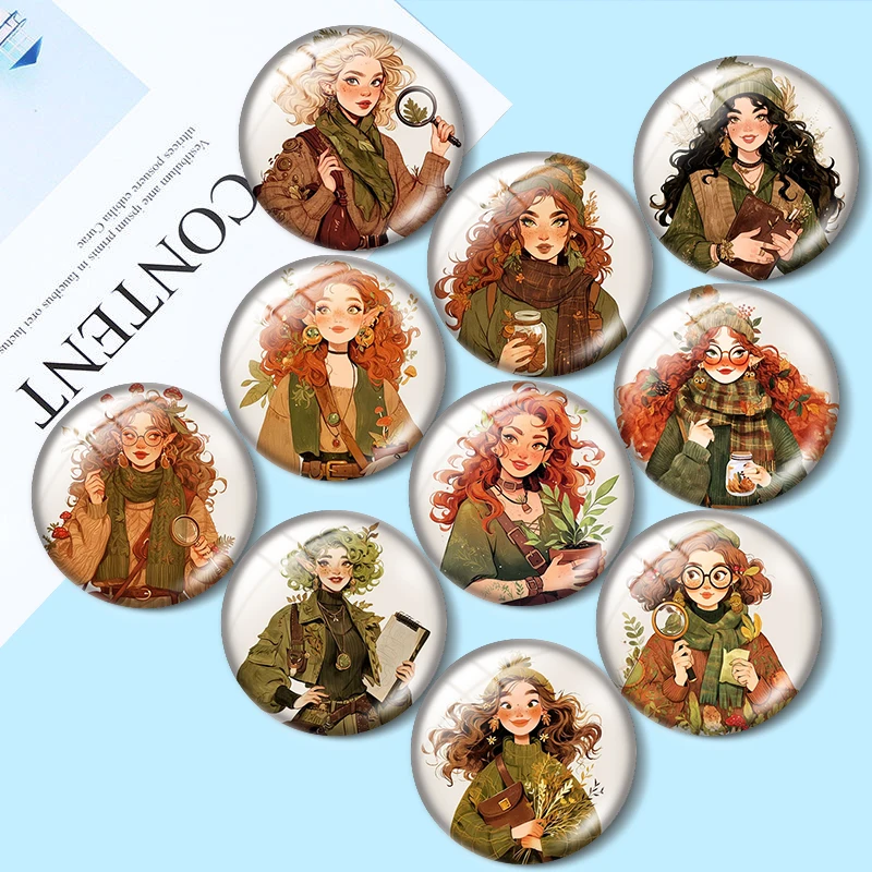 

Forest goblincore girl 12/18/20/25mm glass cabochon bracelet pendant rings for jewelry demo earrings back Making findings