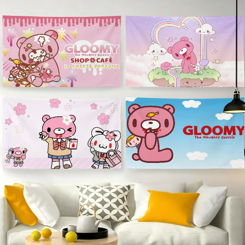 Cartoon G-Gloomy Pink B-Bear-S flag For Garden Party Living Room Home Wall Decor Banner Bedroom Outdoor Tapestry