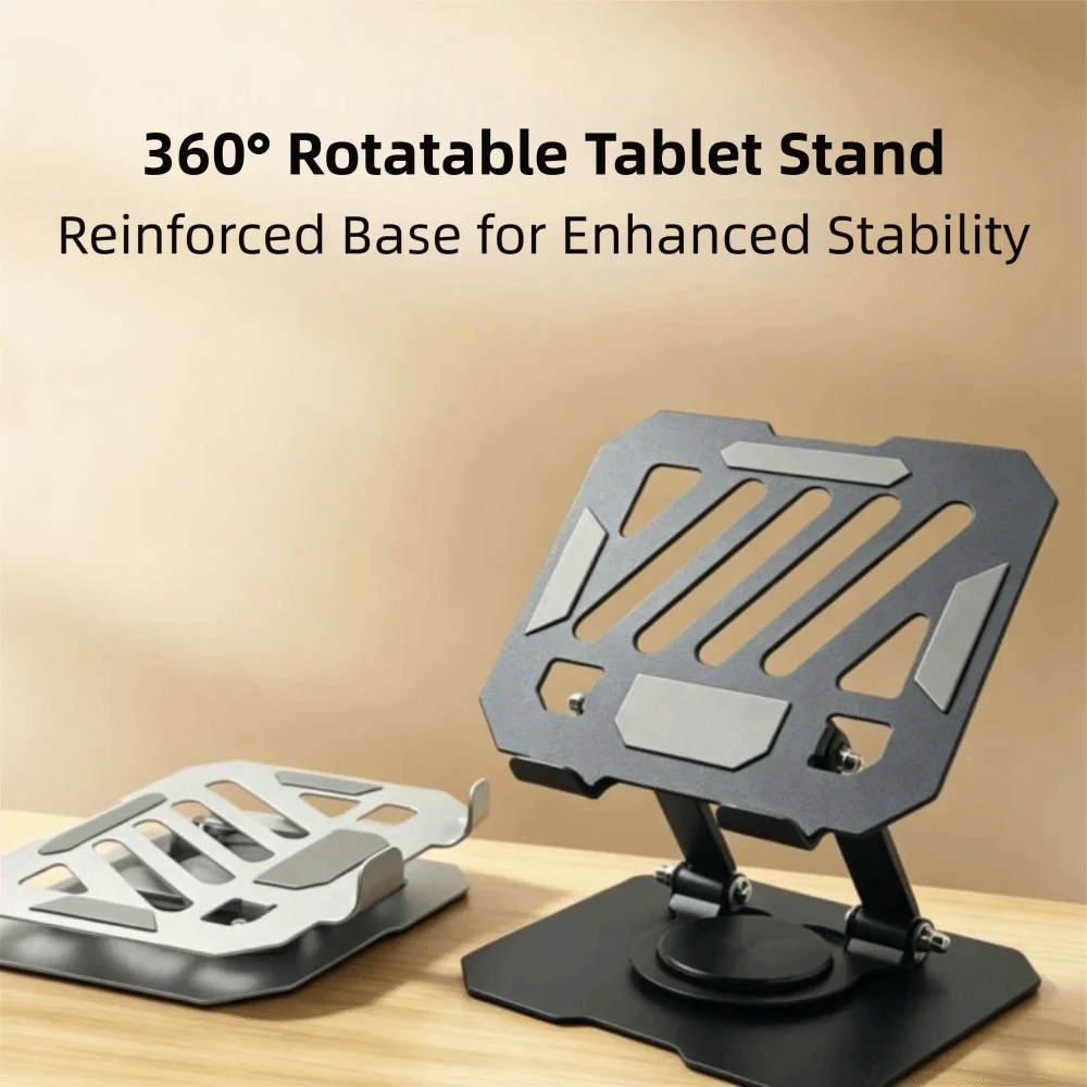 Portable 360° Rotating Metal Tablet Stand Adjustment Ventilated Laptop Stand Anti-Slip Foldable Desktop Holder Home Study