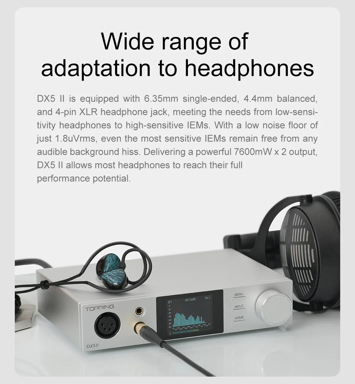 TOPPING DX5 II Vollständig Symmetrischer DAC & Kopfhörerverstärker Combo Dual ES9039Q2M DSD512 PCM768kHz LDAC Decoder Verstärker – Detail 6
