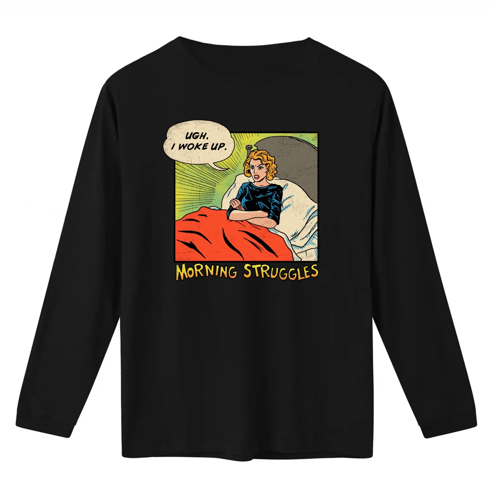 Morning Struggles T-Shirt Summer Casual Cotton Tee Oversized Streetwear Tops Vintage Graphic Print Loose Fit Short Sleeve