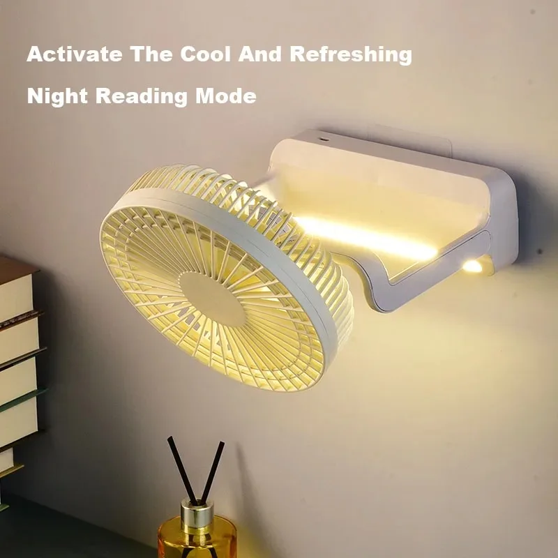 Ventilador eléctrico multifuncional para colgar en la pared, dispositivo recargable con tres velocidades de viento, luz nocturna, Usb