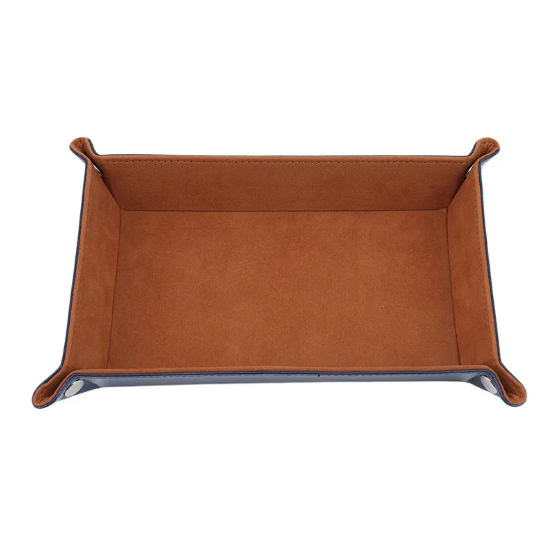 New Rectangle Storage Tray PU Leather Velvet Folding Dice Tray Table Games Key Wallet Coin Organizer Trays Sundries Serving Tray