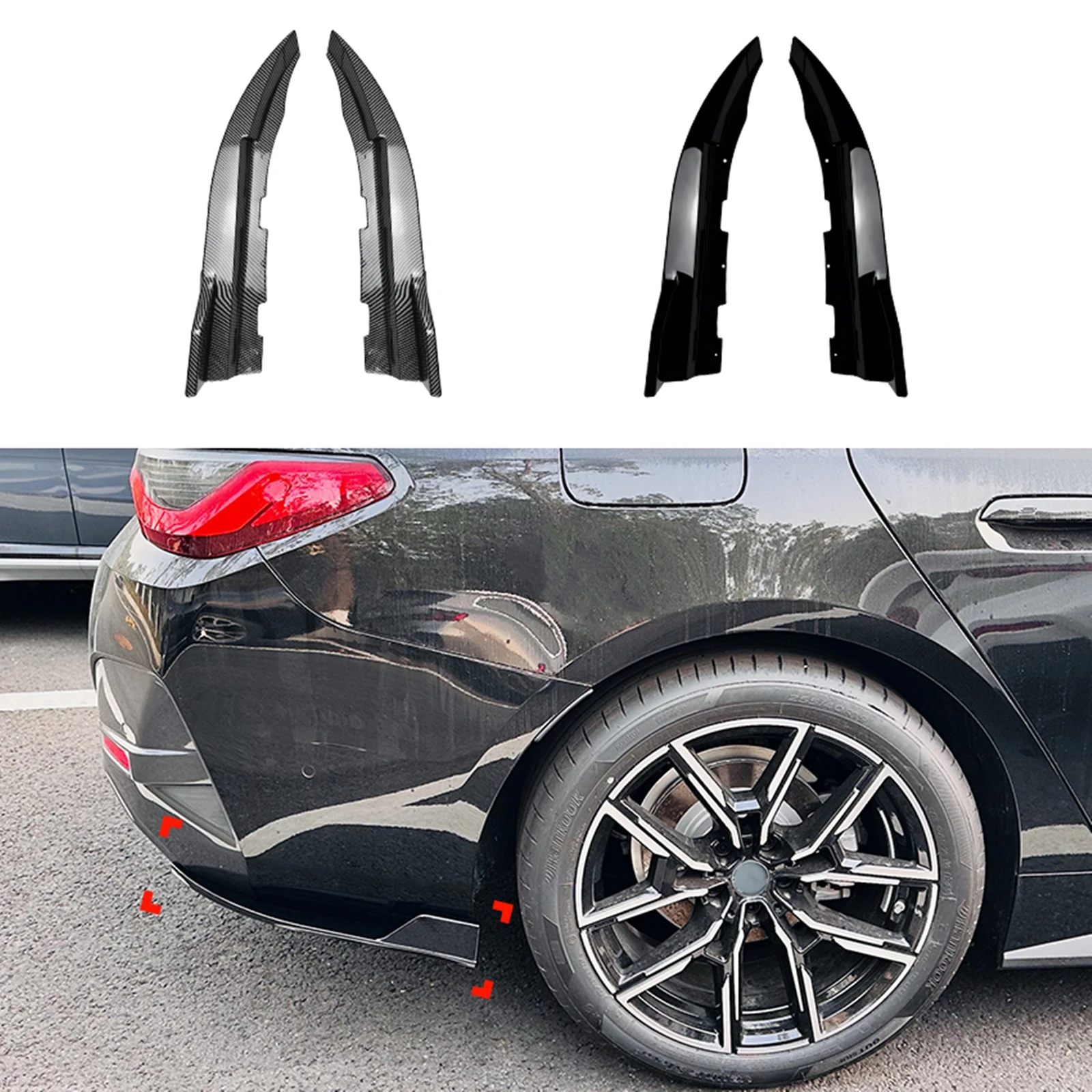 

2PCS Rear Side Splitter Cover Spoiler Corner Guard For BMW 4 Series 425i 430i G22 G23 G24 G26 M Sport 2020 2021 2022 2023 2024