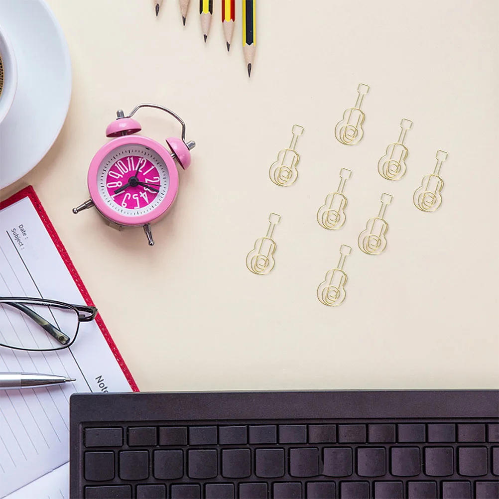 

30Pcs Guitar Shaped Paper Clips Metal Book Dividers Stationery Unique Office Accessories for Music Enthusiasts