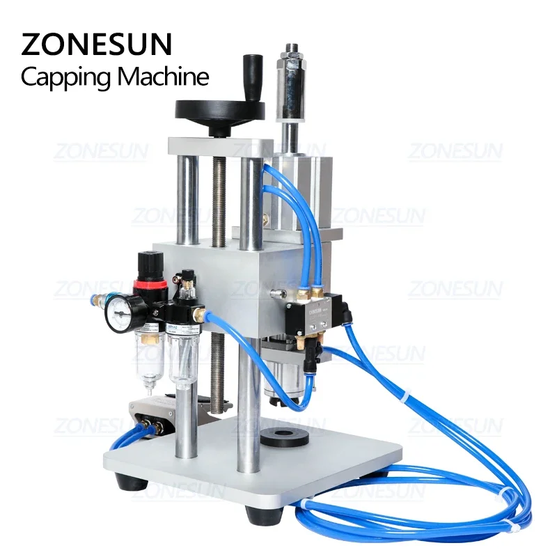 ZONESUN Pneumatic Capping Machine Oral Liquid Penicillin Antibiotic Injectable Bottle Capper Aluminum Plastic Glass Vial Crimper