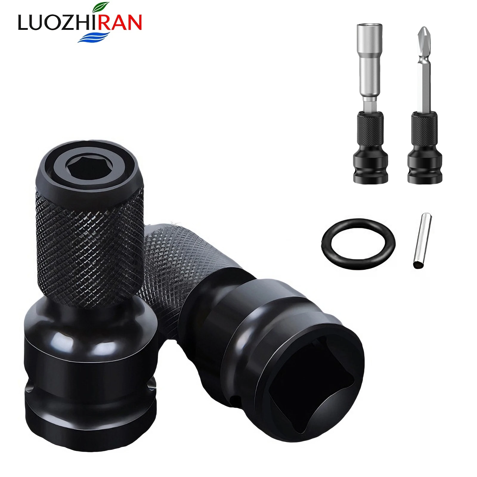 1/2pcs Electric Wrench Conversion Head 1/2″ (12.5mm) Square To 1/4″ (6.35mm) Hex Adapter Drill Bit Clamp Power Tool Accessories