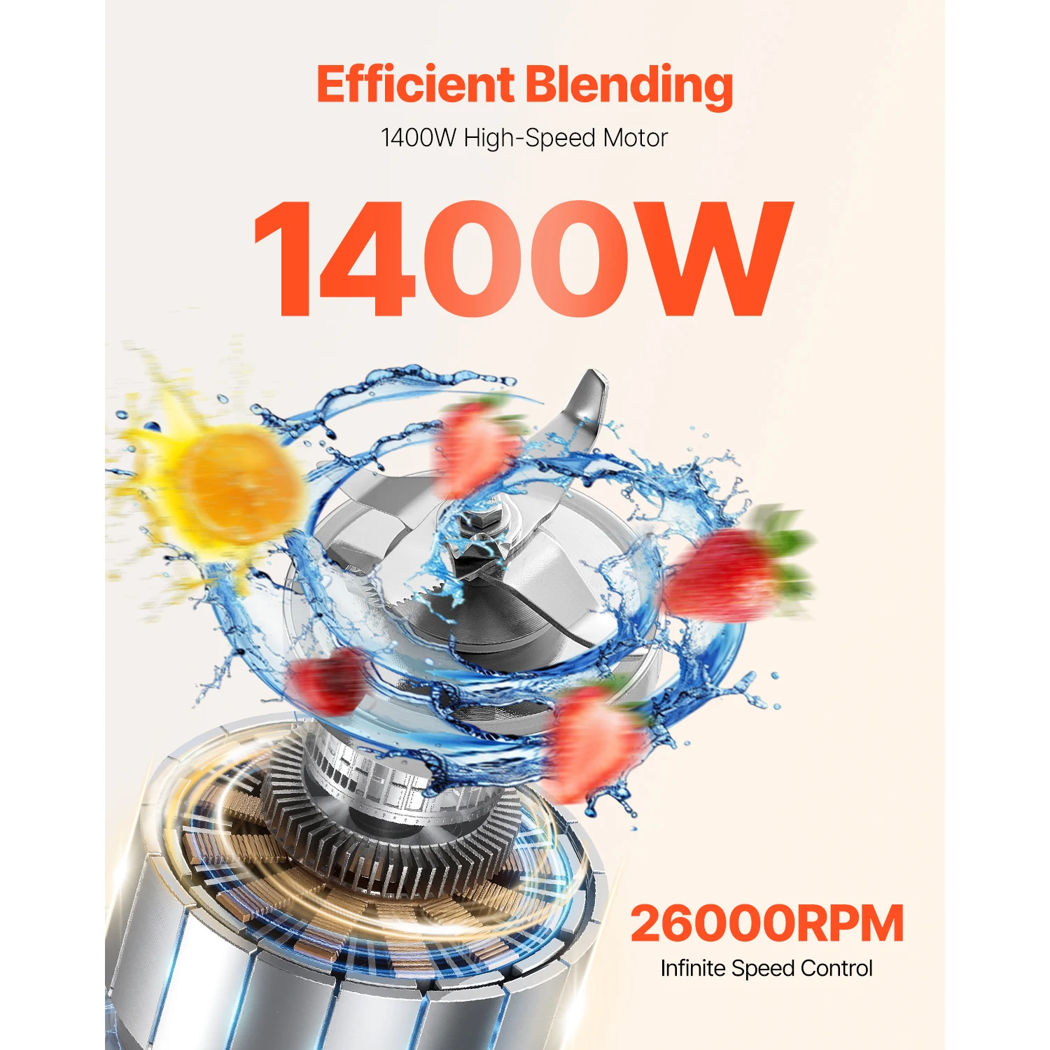 SucceBuy Blender for Smoothies 61 oz 1400W with Powerful Motor Multi-Functional Food Processing Blender for Smoothie/Milkshake