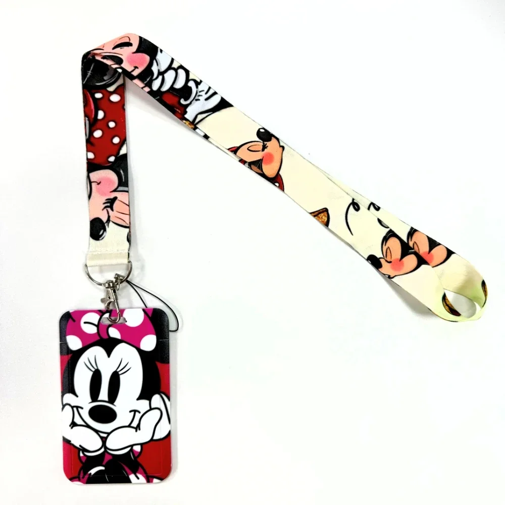 Disney's Credential Holder Mickey Mouse Lanyard Bear Phone Rope ID Card Badge Holder Princess Neck Strap Cartoon Keychain Gift