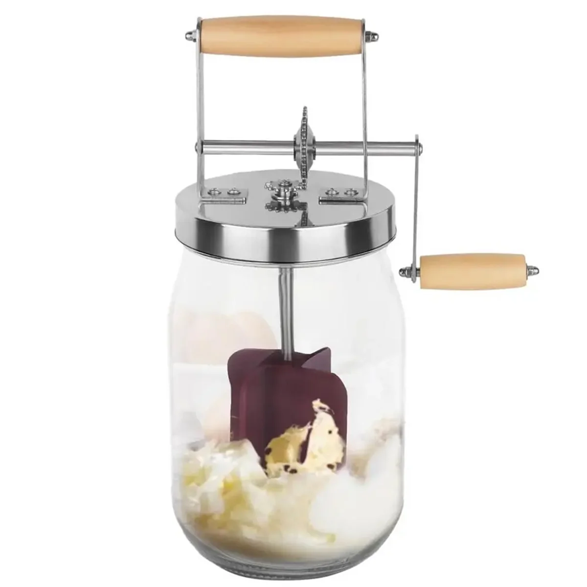 Hand Crank Butter Churner Manual Butter Maker Cream Mixer Silicone Food Stirring Tool Mason Jar Kitchen Accessories 1L