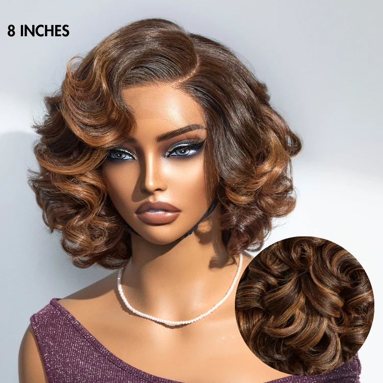 1 SEC INSTALL WIG | Mature Boss Brown Ombre Highlight / Natural Black Loose Wave Glueless Minimalist HD Lace Wig Ready to Go