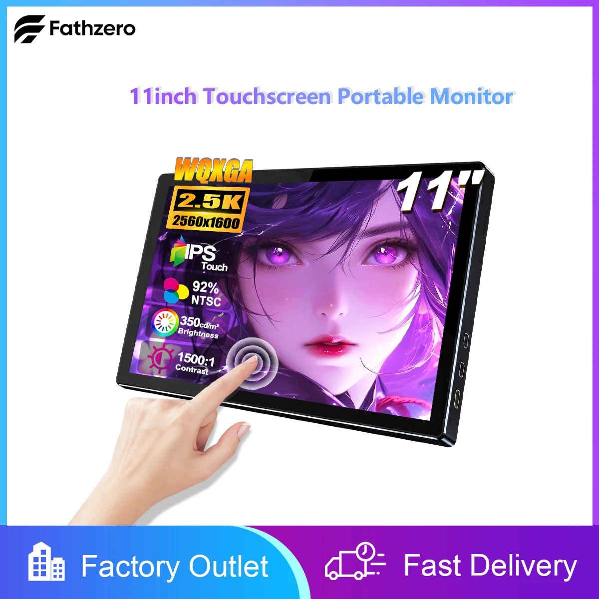 11 inch Portable Touch Monitor WQXGA 2.5K IPS Secondary Screen Extend Display For Laptops Desktops Computer PS4/5 Gaming Monitor