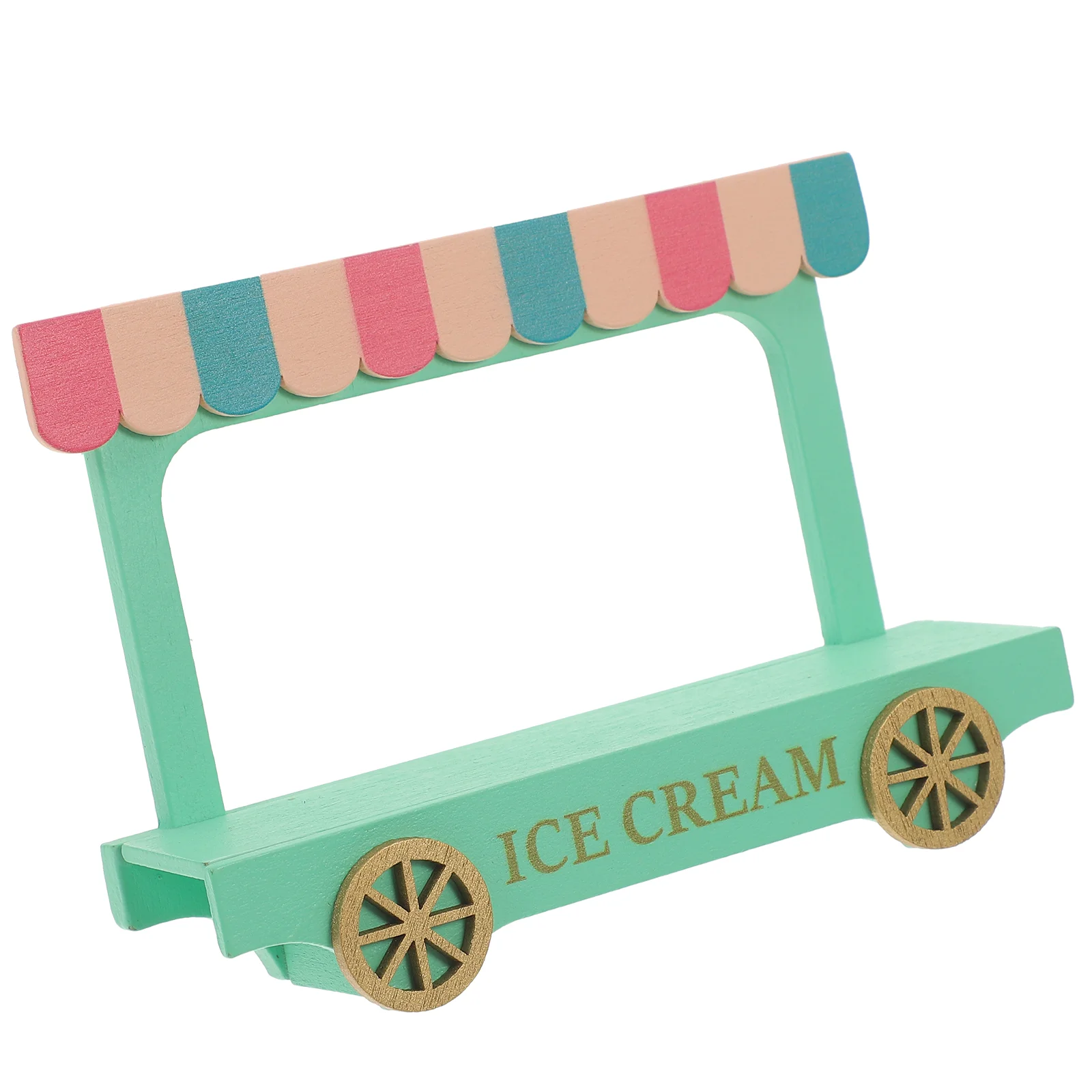 Mini Wooden Ice Cream Truck House Furniture Realistic Compact Size Smooth Rustic Look Miniature Prop Home Adornment