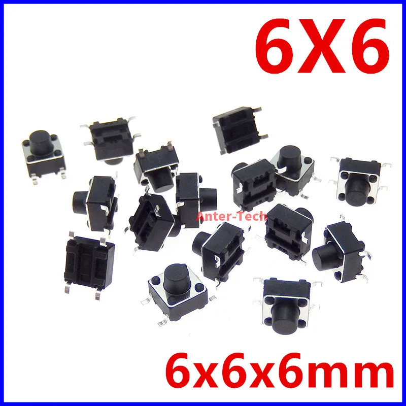 50PCS SMT 6*6* 6    6X6X6    6X6X6mm 4PIN patch switch Micro push button switch reset switch PCB SMD