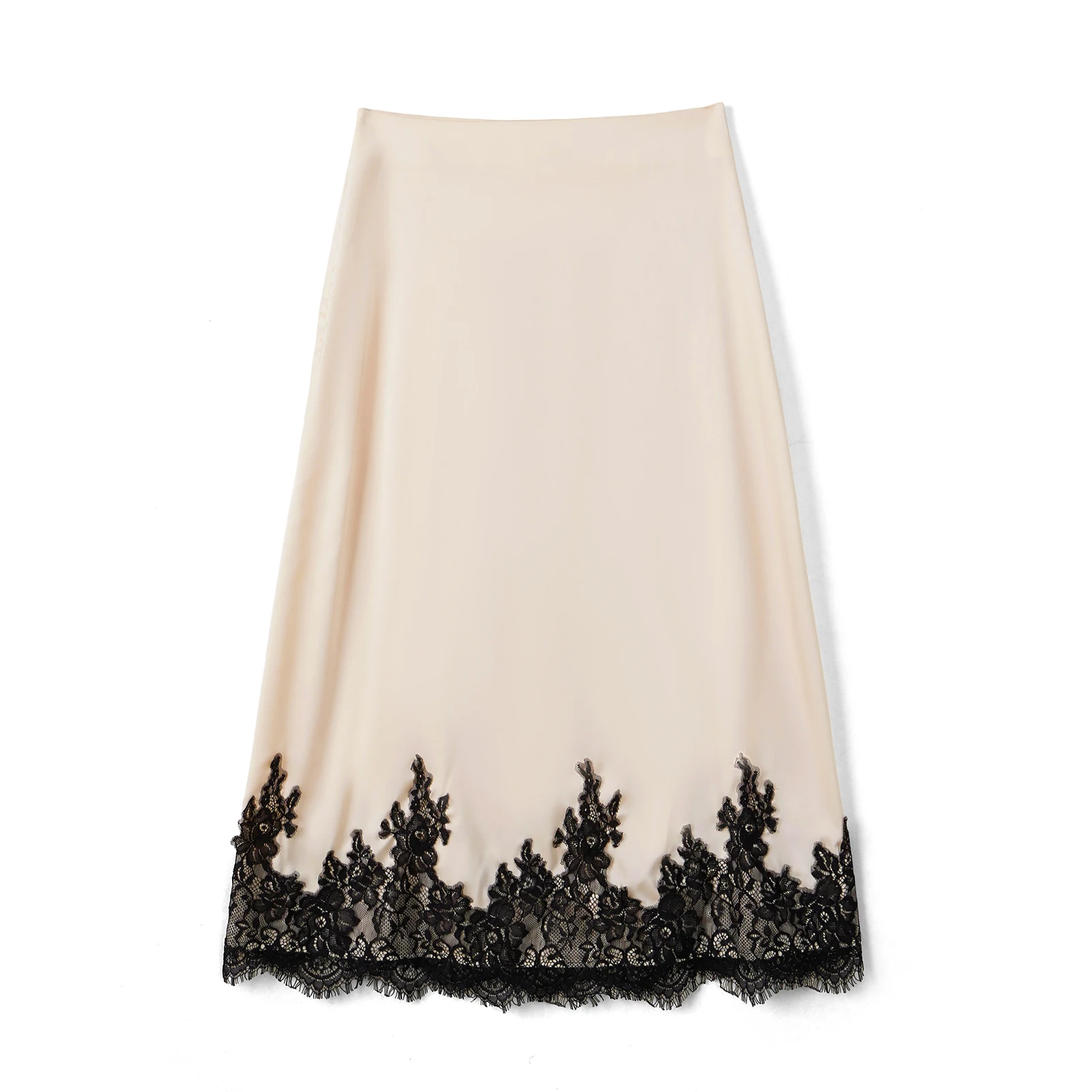 Mulheres retalhos rendas saia média elegante a linha saias de cintura média para verão primavera outono