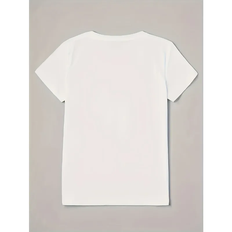 Women Black and White Portrait Print Short-Sleeved T-Shirt Artistic Torn Paper Effect Design, Soft Fabric Round Neck Casual Top