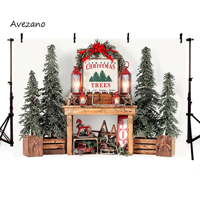 Avezano عيد الميلاد الخلفيات للتصوير مزرعة الأشجار الطازجة الأسرة عطلة صورة ديكور الشتاء خلفية الصورة استوديو الدعائم