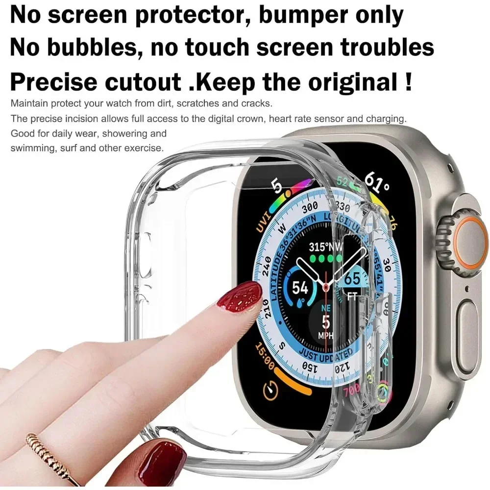 Чехол из ТПУ для Apple Watch Ultra2 49 мм, бампер без защиты экрана, защитная рамка для iWatch 10 9 8 7 6 46 мм 42 мм 45 мм 41 мм