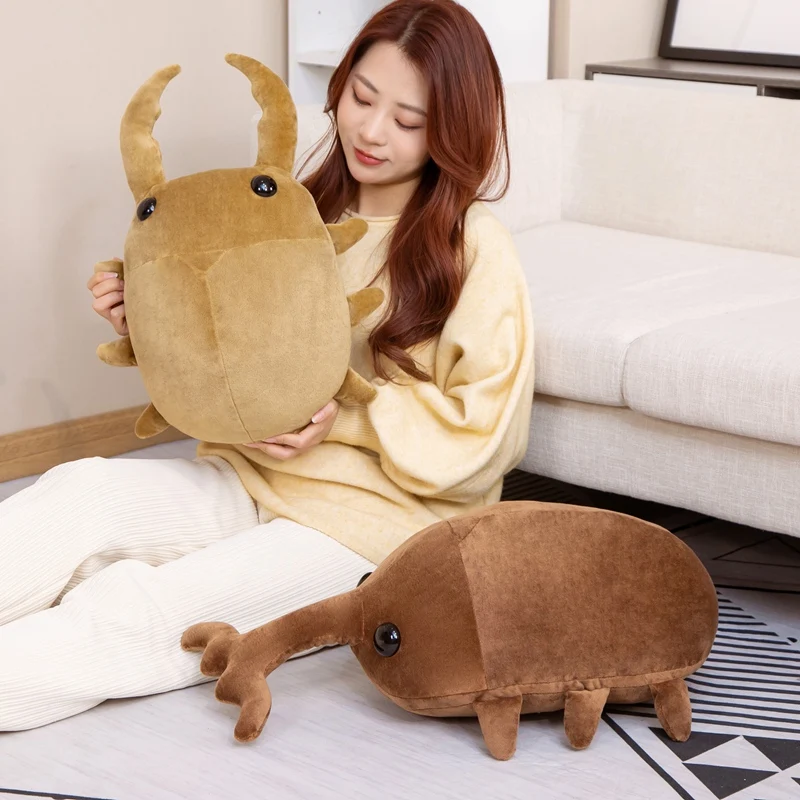 Hot 1pc 50cm/60cm Creative Simulation Insect Plush Toys Stuffed Cartoon Dolls Kawaii Beetle Pillow Kids Boys Birthday Gifts