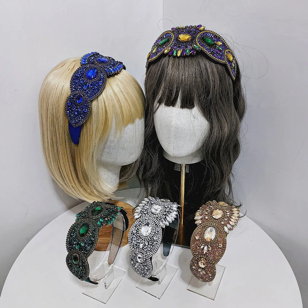 New fashion full diamond headband retro luxury hair accessories versatile ball beautiful hairpin girl