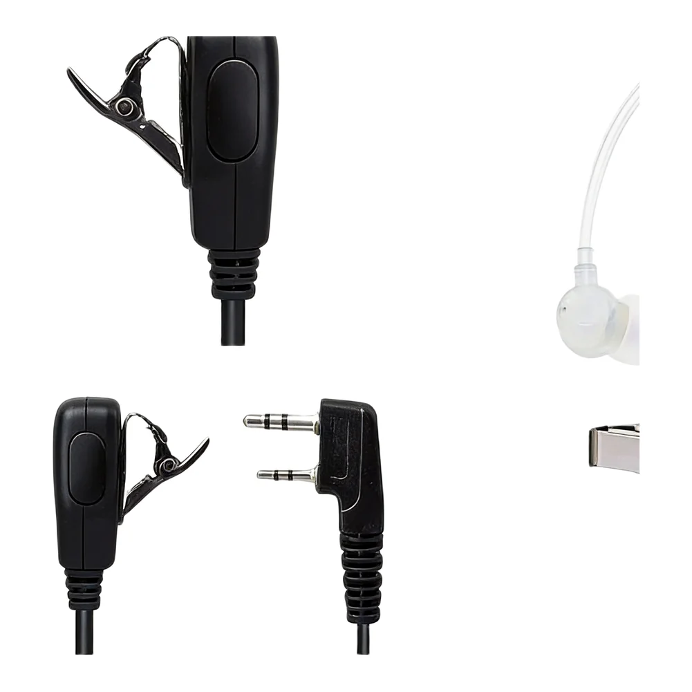 For Two-way Radio 200Hz-3.5KHz 2-Pin Headset Hidden Microphone With PTT Switch Radio Flexible Sound Tube Soft Ear Tips