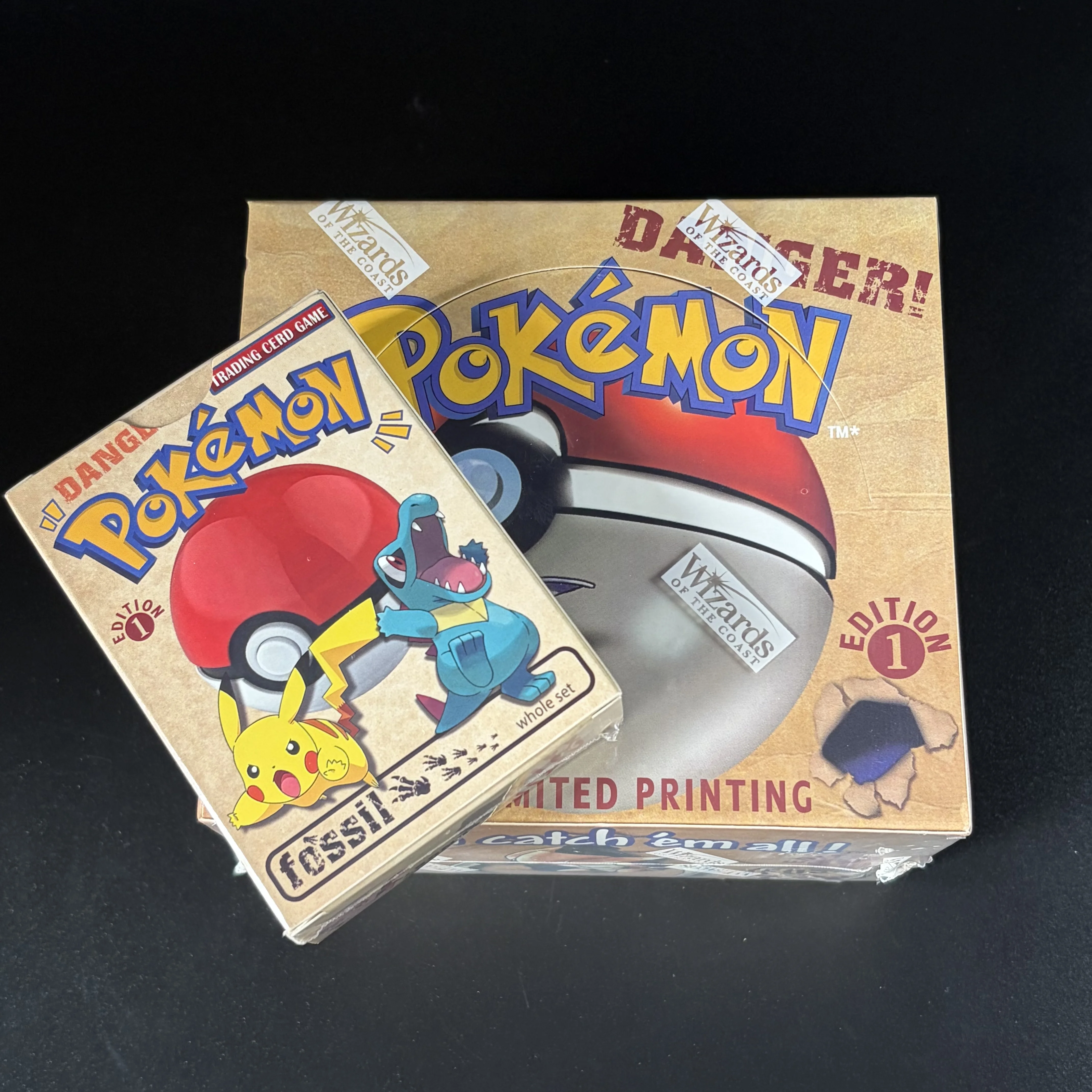 PKM TCG 1999 Fossil 1st Sealed Booster Box/36Packs Complete Set/62Pcs Holo Rare Vintage Gengar Proxy Display Collector's Bundle