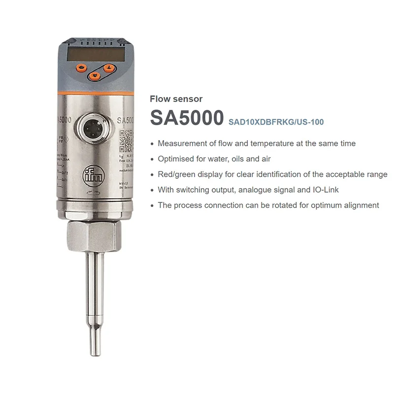 مستشعر التدفق IFM SA5000 Sa أجهزة استشعار التدفق الحراري مع عرض للسوائل