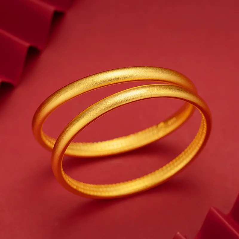 Net red Vietnam sand gold heritage bracelet sandblasting process ancient heart ring matte word seal bracelet 9999gold
