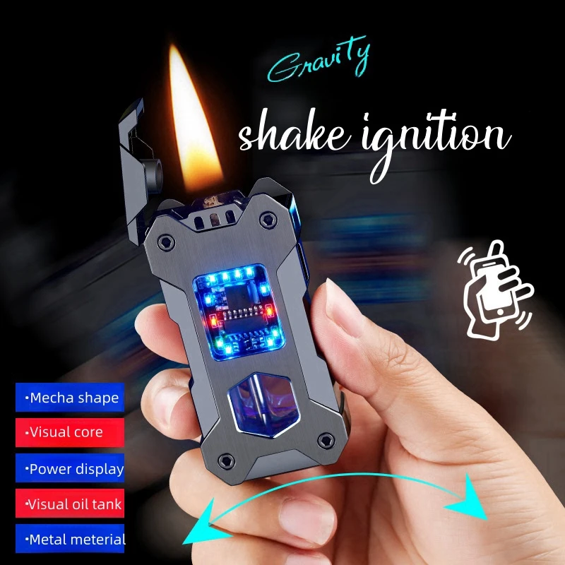 

2024 NEW Gravitational Induction Ignition Cool Kerosene Lighter Metal Windproof Cigarette Lighter Gift Rare Lighters for Smoker