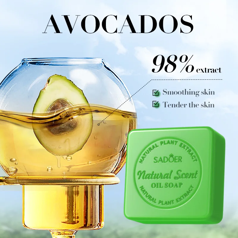 100g Avocado Handmade  Soap Facial Deep Cleaning Even Skin Tone Skin Lightening Soap Oil Control Moisturizing Skin Care