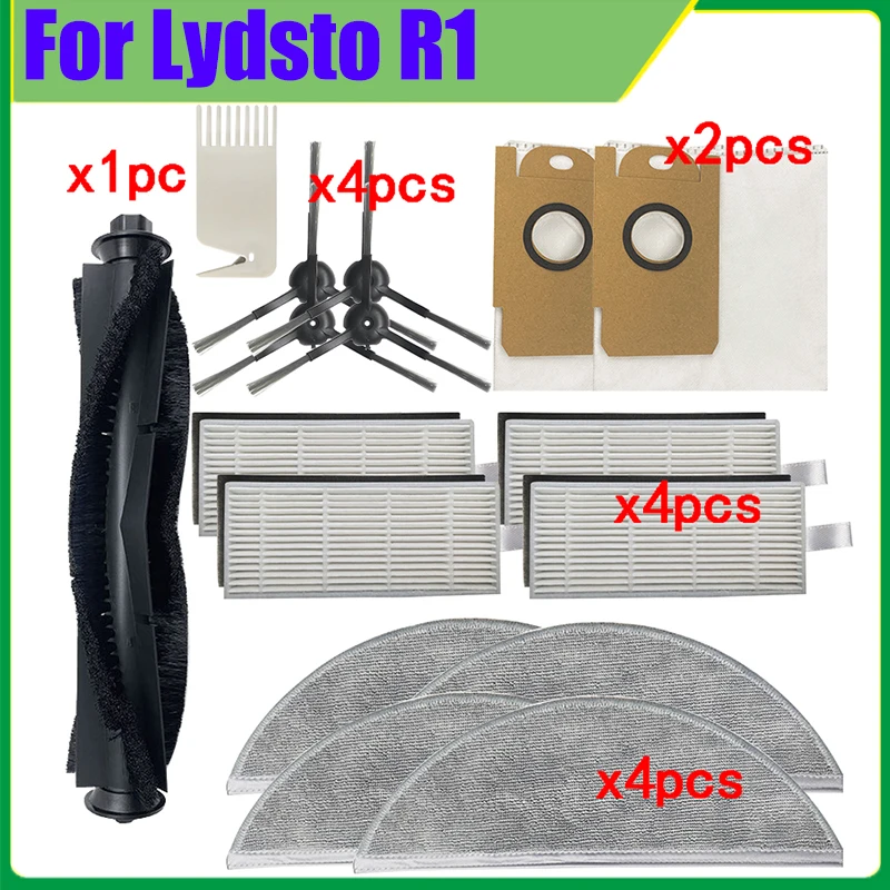 Replacement For Lydsto R1 Robot Vacuum Cleaner Accessories  Main Brush HEPA Filter Side Brush Dust Bag Mop Cloth Spare Parts