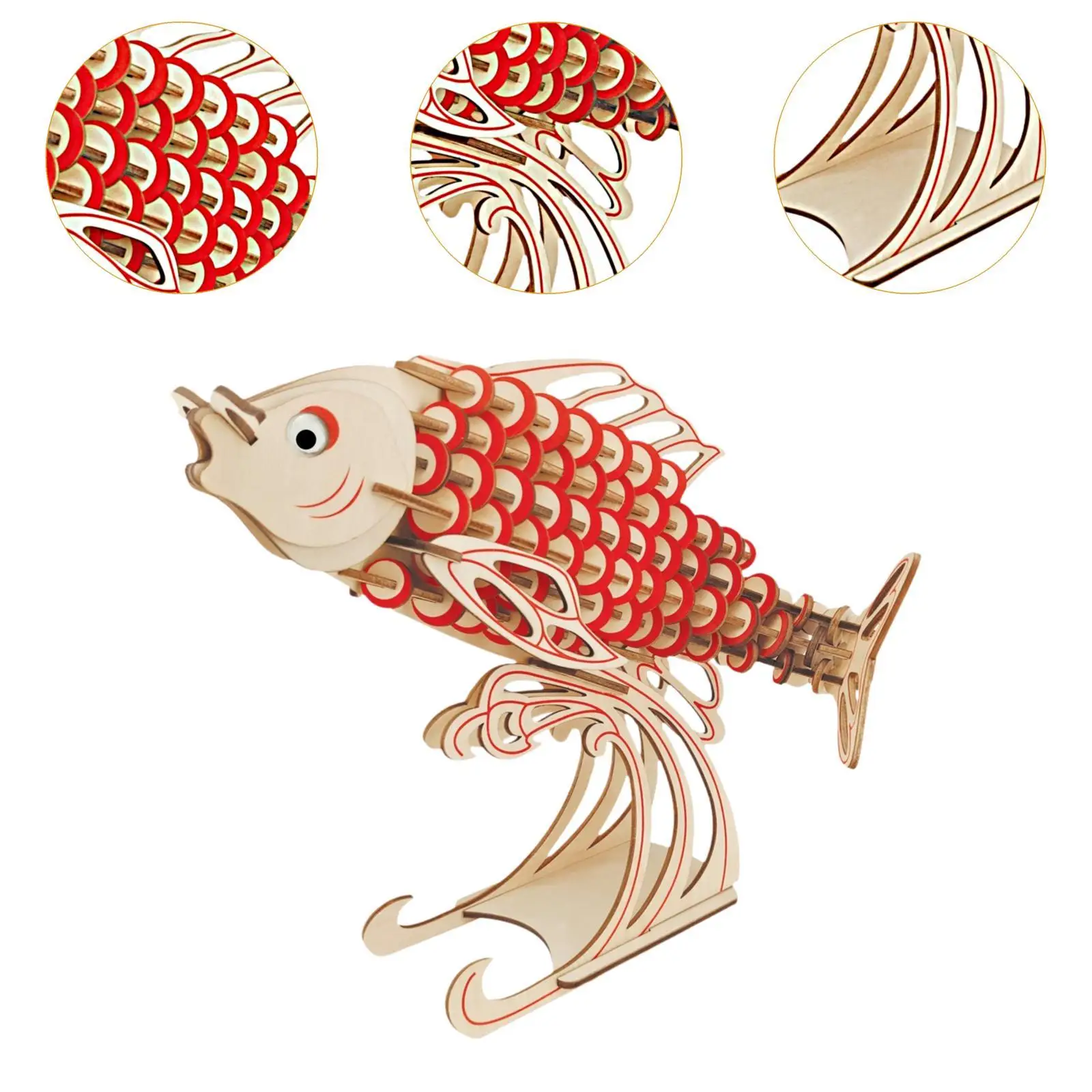 Puzzle de poisson en bois 3D, kits de modèles 3D pour enfants, loisirs Léon's