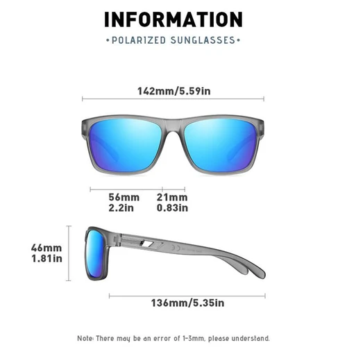 Imagen 2 del producto Gafas de sol cuadradas con montura gris transparente para miopía con dioptrías, gafas graduadas deportivas para exteriores de 0-0,5-0,75 a-6,0