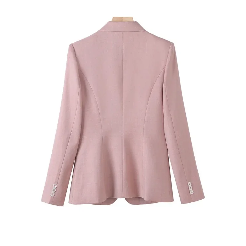 Blazer femminile solido grigio rosa donna manica lunga bottone singolo ufficio donna lavoro lavoro indossare giacca formale per l'autunno inverno