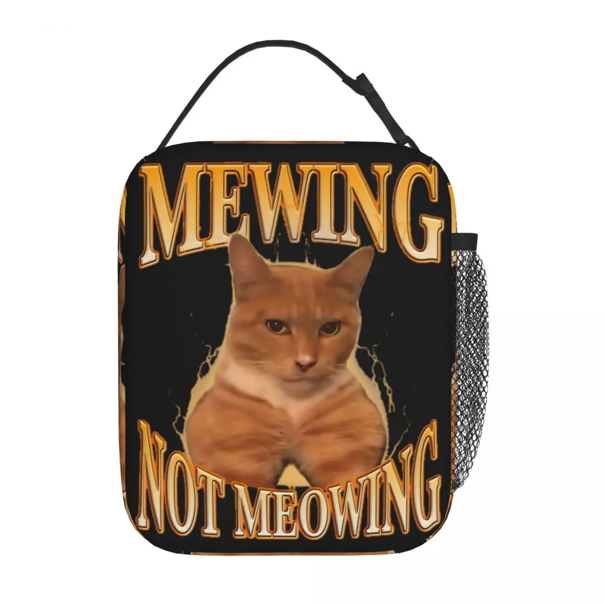 Mewing Not Meowing 재미있는 밈 보온 도시락 가방, 여행용 휴대용 가방 컨테이너, 남성 여성 쿨러 보온 도시락 상자