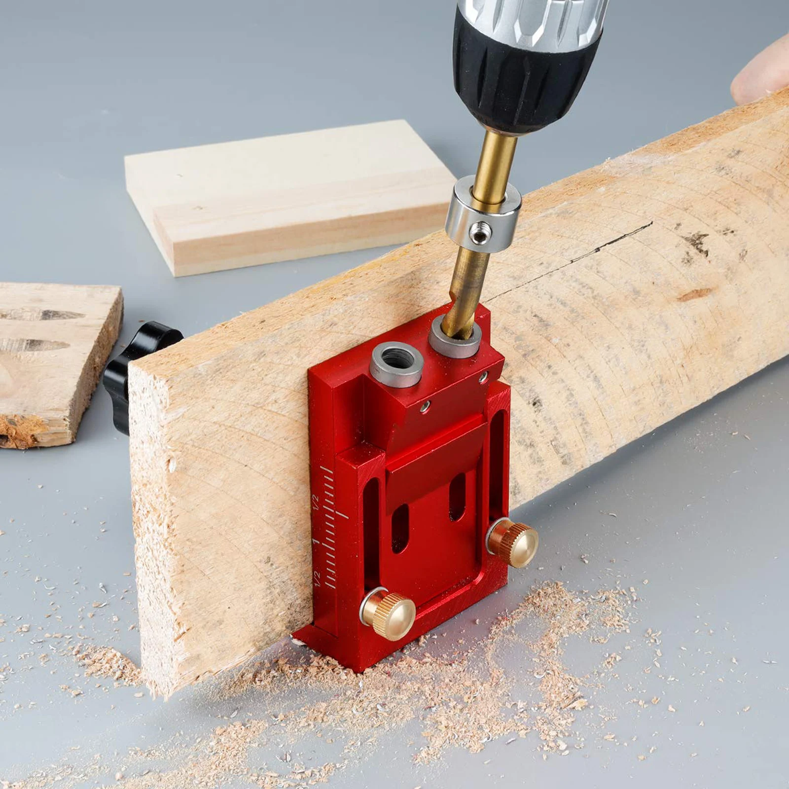 Pocket Hole Jig Kit Adjustable Woodworking Tools Pocket Dowel Hole Jig System Set Wood Woodwork Guides Joint Angle Tool