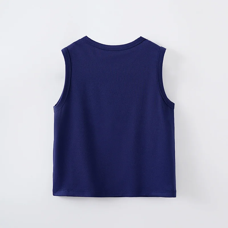 Baby Cute Cartoon Brown Bear Children's Tank Top Boys And Girls Blue Summer Sleeveless T-Shirt Tank Top Preschool T-Shirt