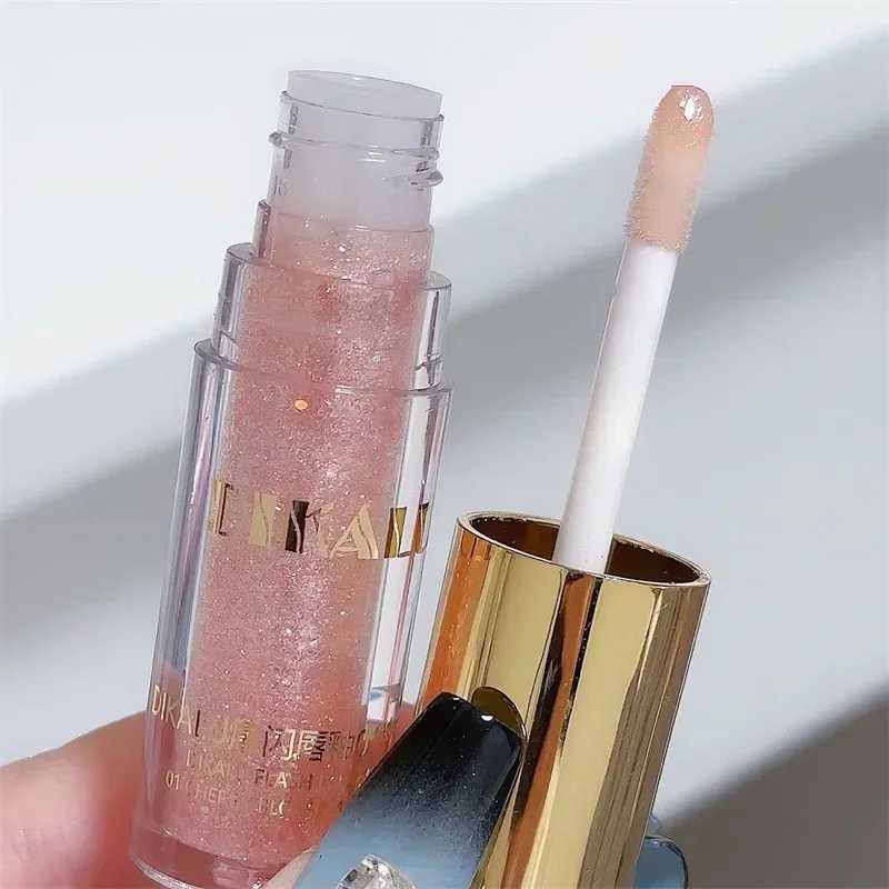 Dikalu Diamond In The Debris Lipstick Lacquer Mirror Flash Lip Dew Thin Glittering Lip Gloss Transparent Lip Gloss Water Light