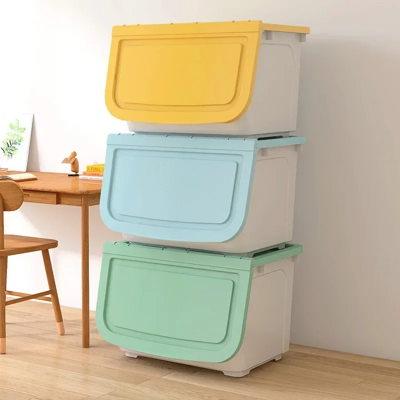 Multi-functional Front open storage box Household children's snacks Flip finishing box Plastic thickened sundries Toy box