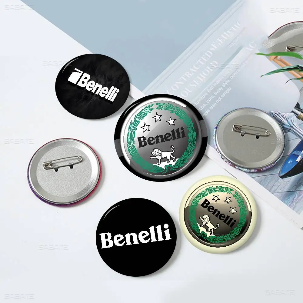 B-Benelli Round Button Pins Slogan Creative Brooches Backpack Clothes Decoration Fashion Cartoon Jewelry Gifts