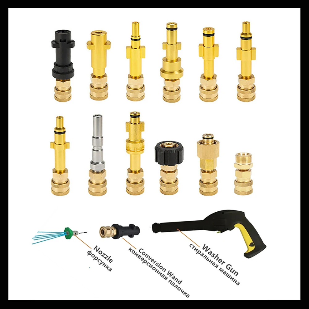 

Pressure Washer Gun Bayonet Adaptor To 1/4" Quick Connector Quick Disconnect Release Fitting Nozzle Accessories For Karcher